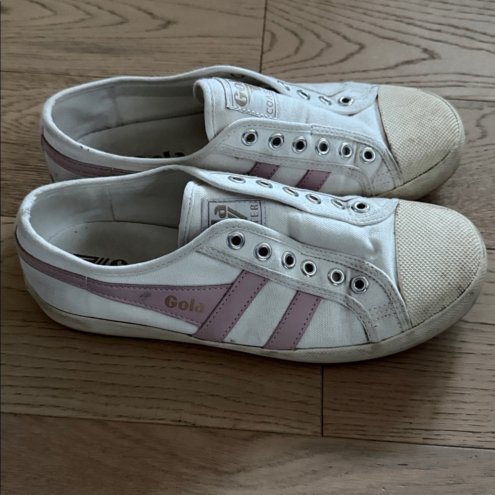 Gola Coaster Slip On Women's Classic White and Pink Sneakers - Picture 2 of 7